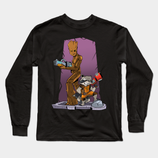 Rocket Raccoon Long Sleeve T-Shirt - Rocket and Groot by Jetnder